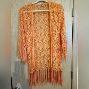 BOHO CROCHET KIMONO WITH FRINGE SIZE S